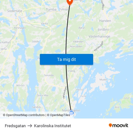 Fredsgatan to Karolinska Institutet map