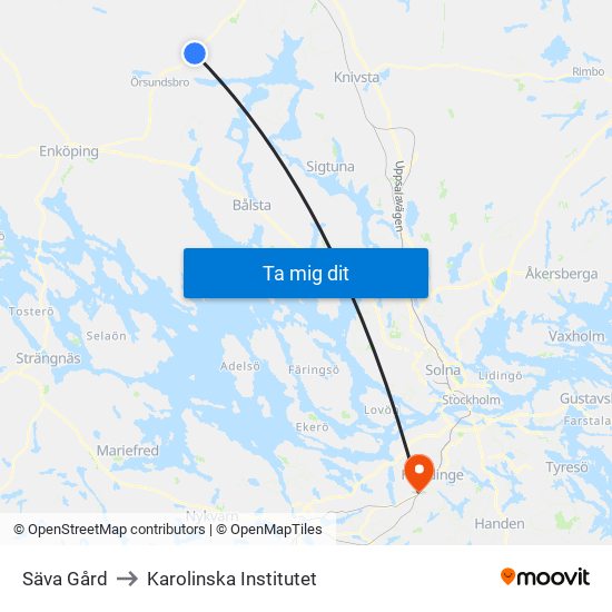 Säva Gård to Karolinska Institutet map