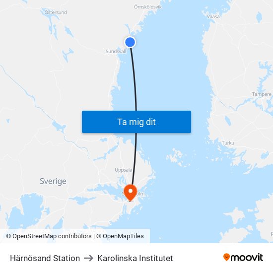 Härnösand Station to Karolinska Institutet map