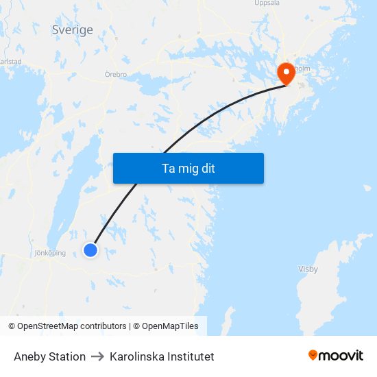 Aneby Station to Karolinska Institutet map
