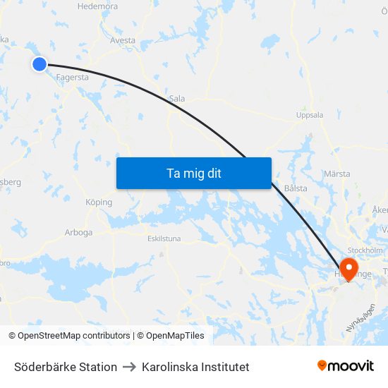 Söderbärke Station to Karolinska Institutet map