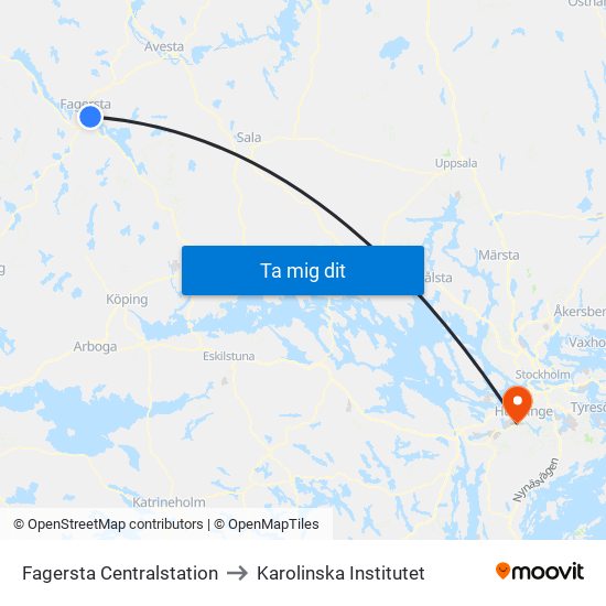 Fagersta Centralstation to Karolinska Institutet map