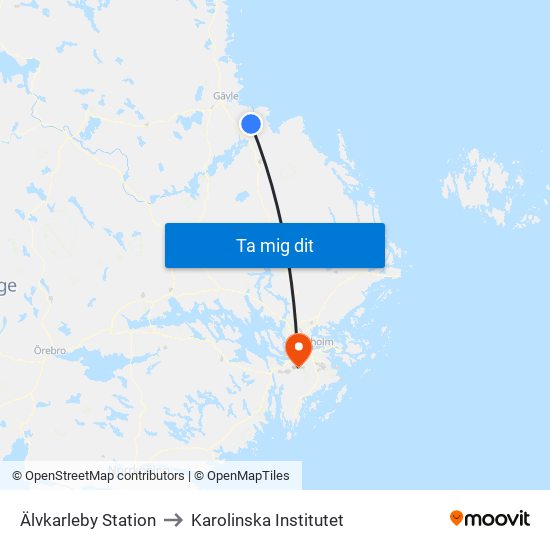 Älvkarleby Station to Karolinska Institutet map