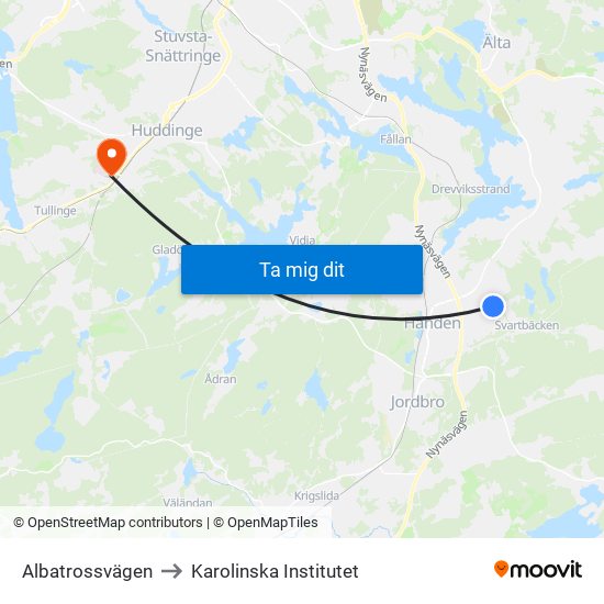 Albatrossvägen to Karolinska Institutet map