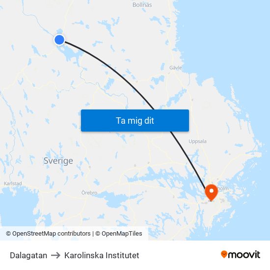 Dalagatan to Karolinska Institutet map