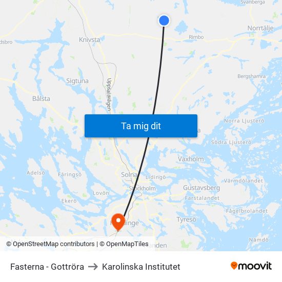 Fasterna - Gottröra to Karolinska Institutet map