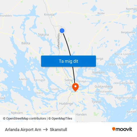 Arlanda Airport Arn to Skanstull map