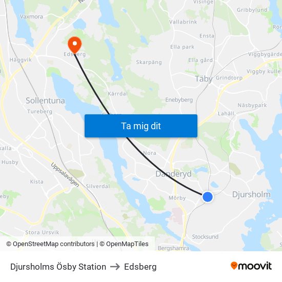 Djursholms Ösby Station to Edsberg map