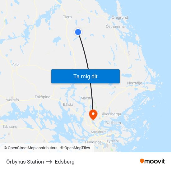 Örbyhus Station to Edsberg map