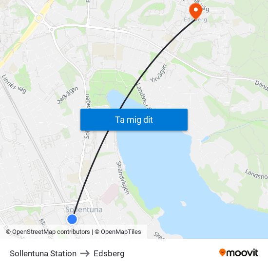 Sollentuna Station to Edsberg map