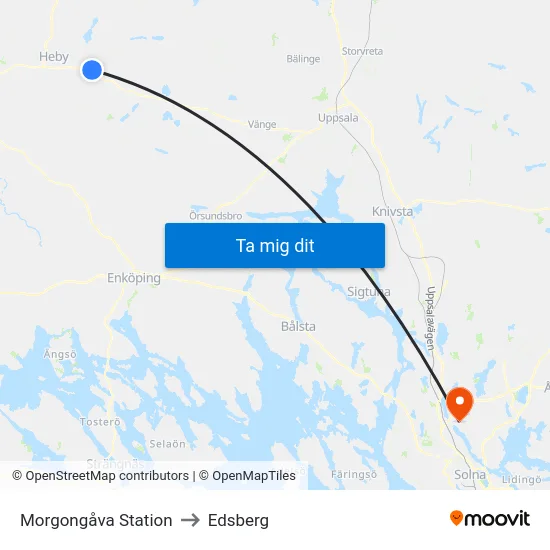 Morgongåva Station to Edsberg map