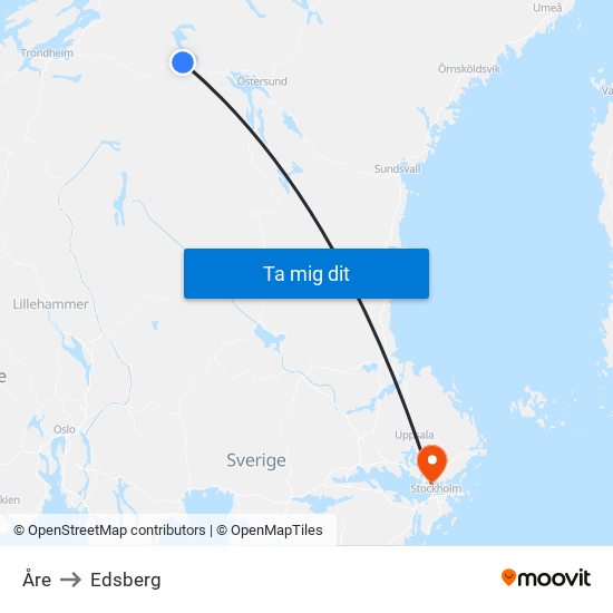 Åre to Edsberg map