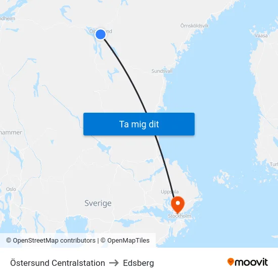Östersund Centralstation to Edsberg map