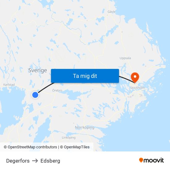 Degerfors to Edsberg map