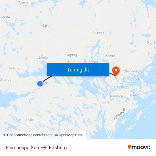 Rinmansparken to Edsberg map