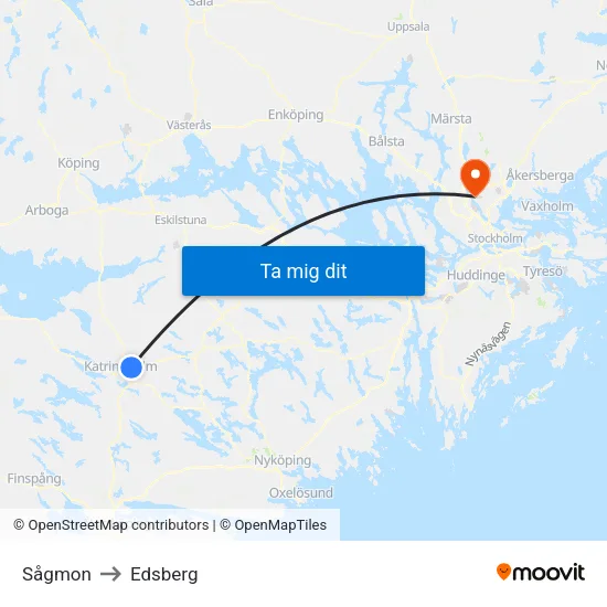 Sågmon to Edsberg map