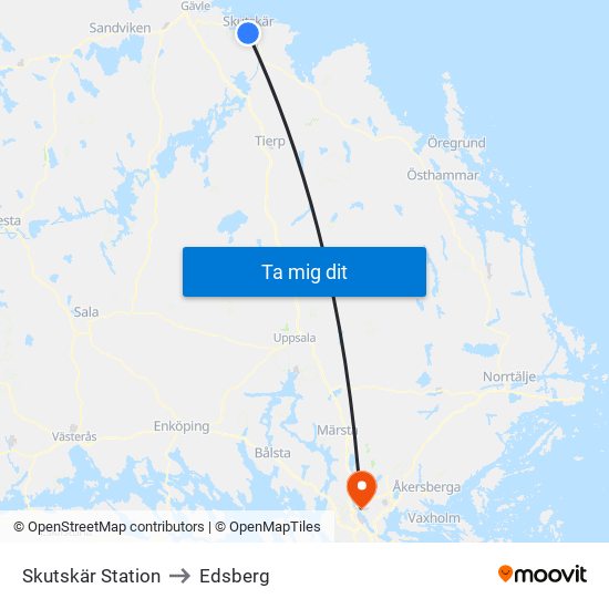 Skutskär Station to Edsberg map