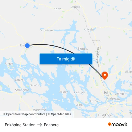 Enköping Station to Edsberg map