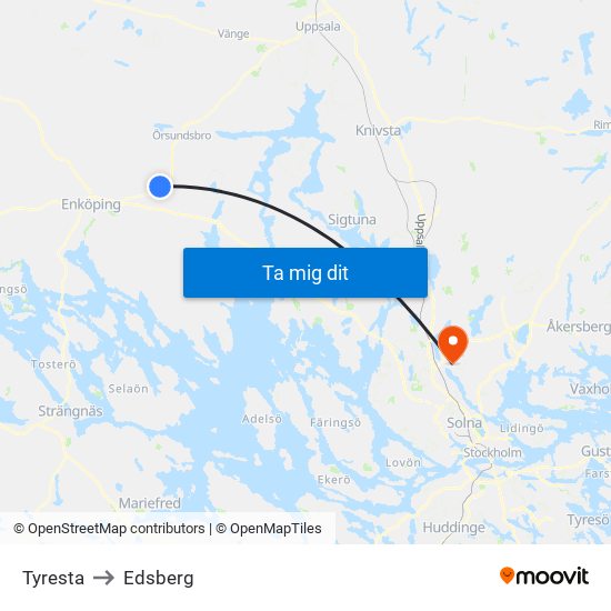 Tyresta to Edsberg map