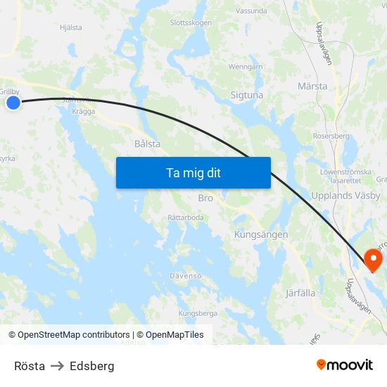 Rösta to Edsberg map