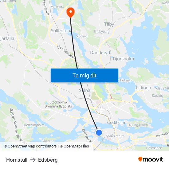 Hornstull to Edsberg map