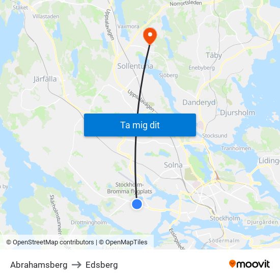 Abrahamsberg to Edsberg map