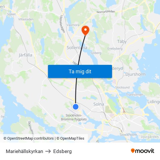 Mariehällskyrkan to Edsberg map