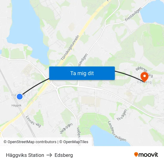 Häggviks Station to Edsberg map