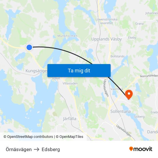 Örnäsvägen to Edsberg map