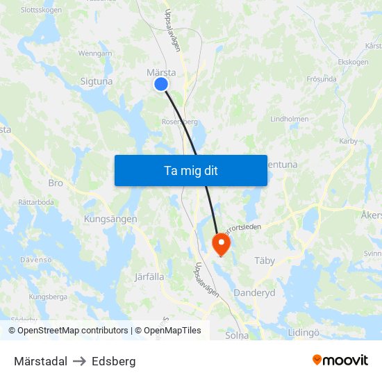Märstadal to Edsberg map