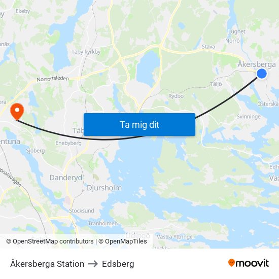 Åkersberga Station to Edsberg map