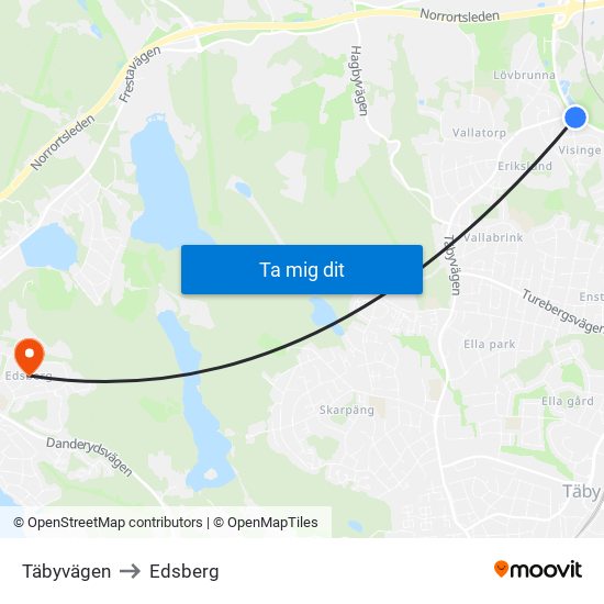 Täbyvägen to Edsberg map