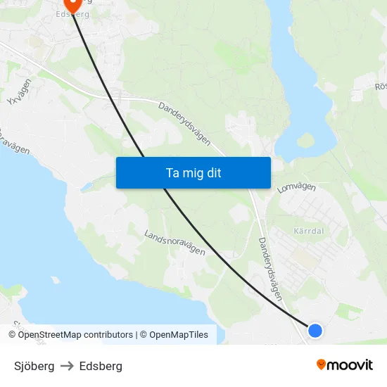 Sjöberg to Edsberg map