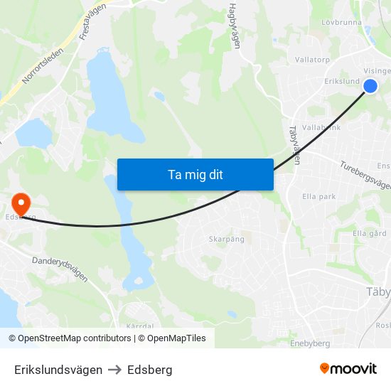 Erikslundsvägen to Edsberg map