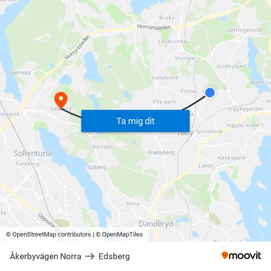 Åkerbyvägen Norra to Edsberg map