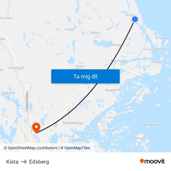 Kista to Edsberg map