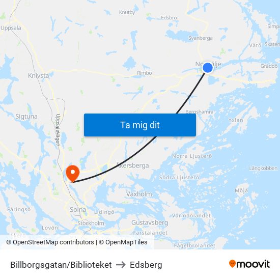 Billborgsgatan/Biblioteket to Edsberg map