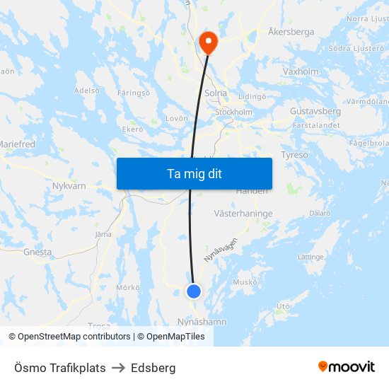 Ösmo Trafikplats to Edsberg map
