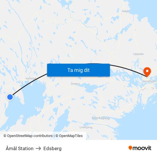 Åmål Station to Edsberg map