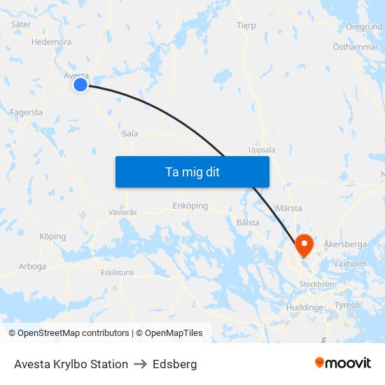 Avesta Krylbo Station to Edsberg map