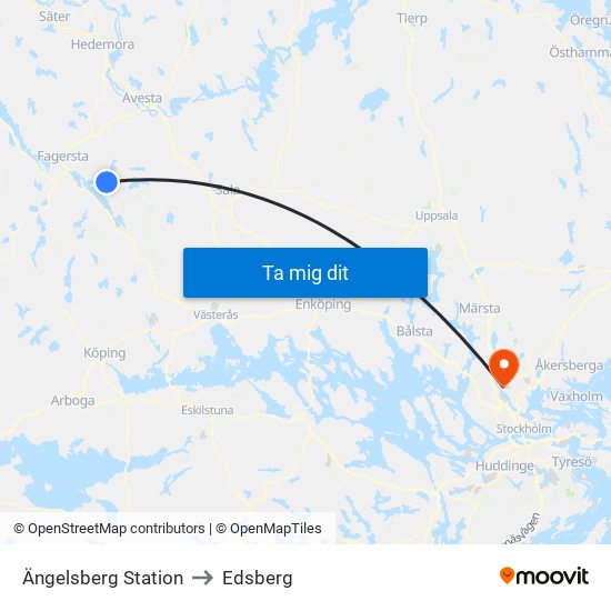 Ängelsberg Station to Edsberg map