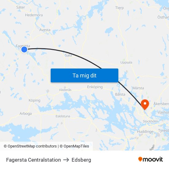 Fagersta Centralstation to Edsberg map