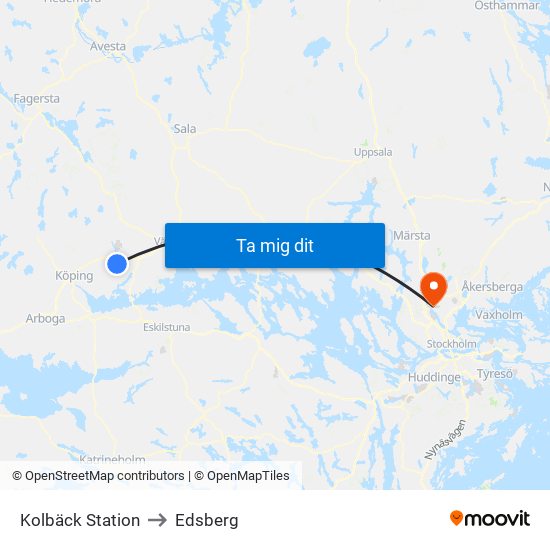 Kolbäck Station to Edsberg map