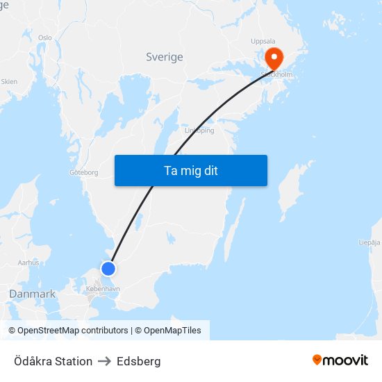 Ödåkra Station to Edsberg map