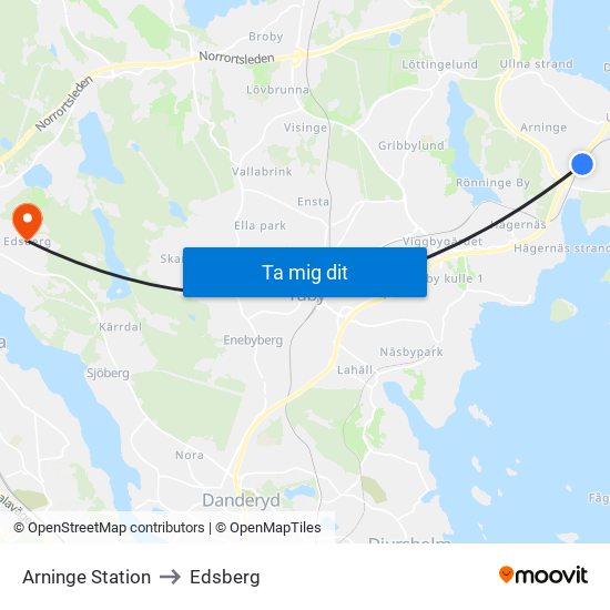 Arninge Station to Edsberg map