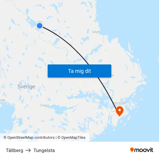 Tällberg to Tungelsta map