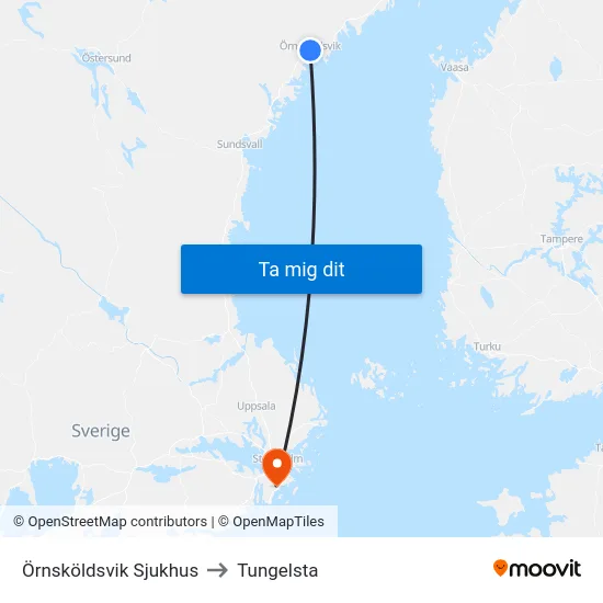 Örnsköldsvik Sjukhus to Tungelsta map