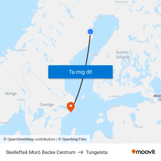 Skellefteå Morö Backe Centrum to Tungelsta map
