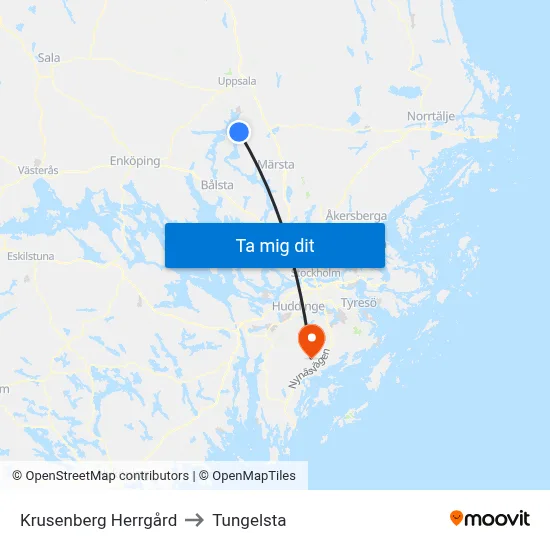 Krusenberg Herrgård to Tungelsta map