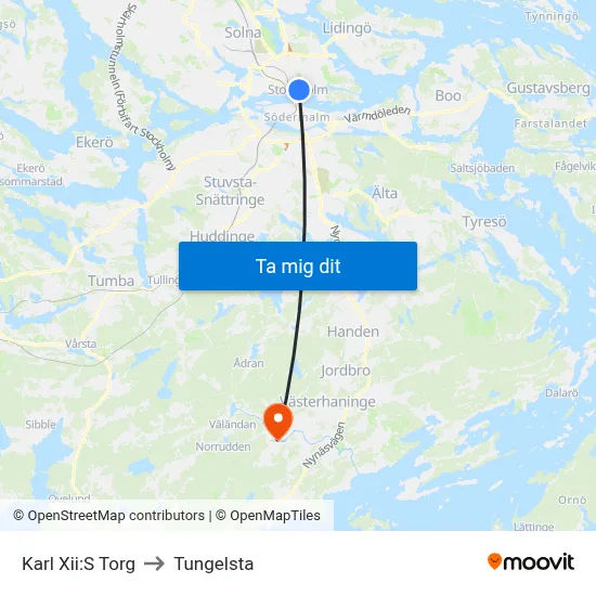 Karl Xii:S Torg to Tungelsta map
